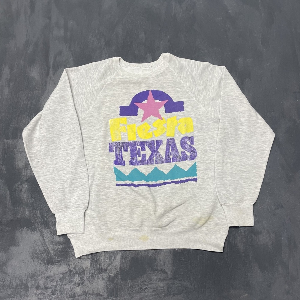 Vintage Fiesta Texas Graphic Sweatshirt Men Large Grey 1990s Hanes